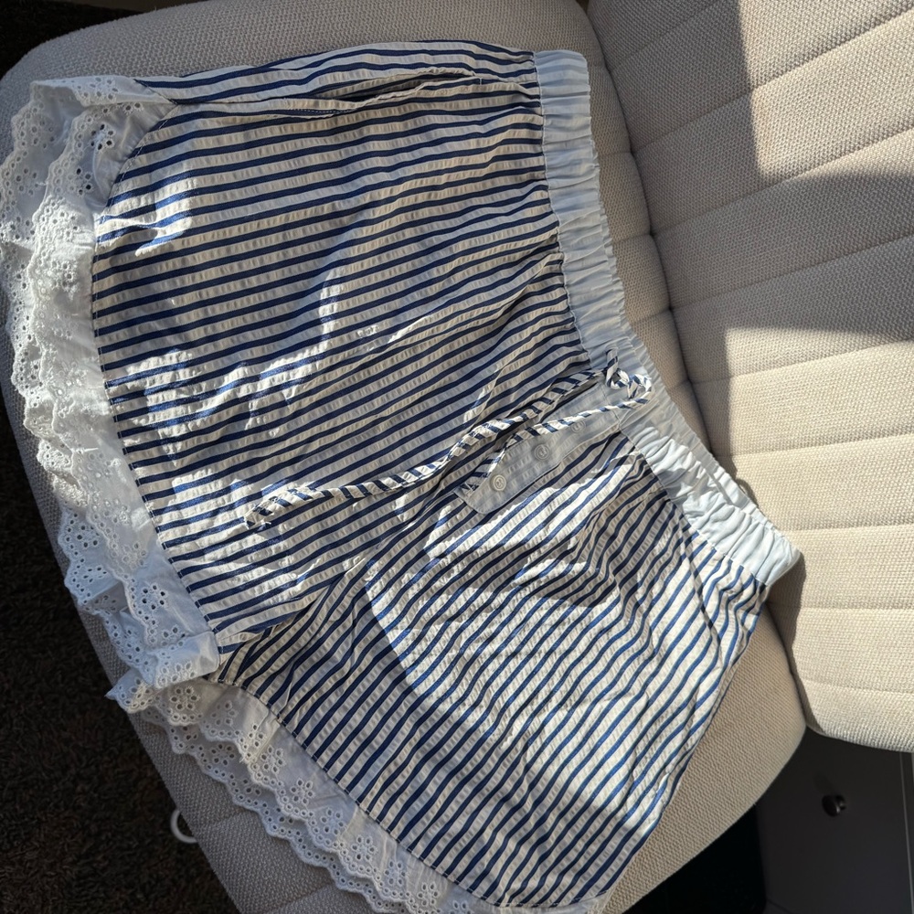 Striped Blue and White Women's Shorts